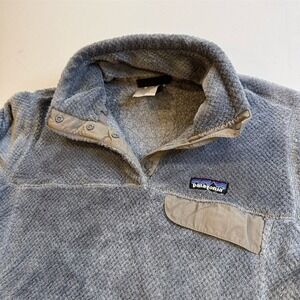 Patagonia Women's Gray Fleece Pullover Jacket Size M Snap-T‎ Casual